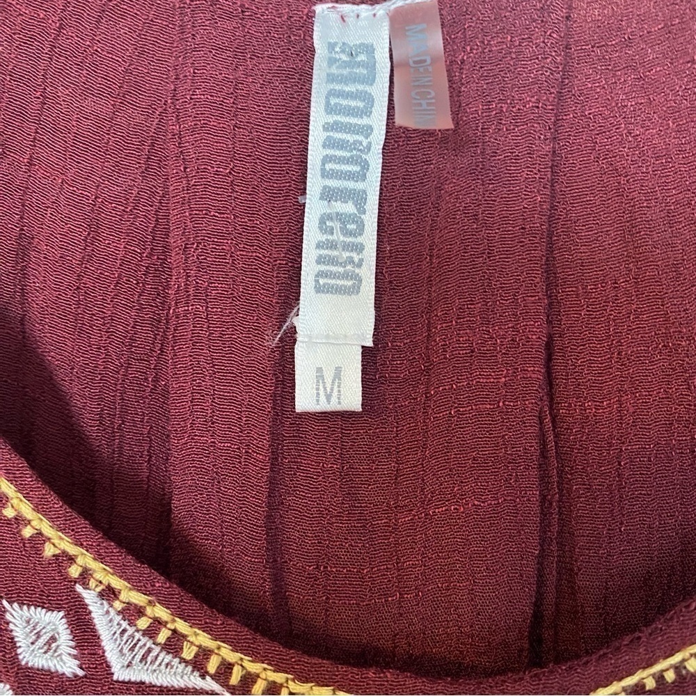 Monoreno Tunic Dress Boho Top Burgundy Non Iron M - Picture 10 of 13